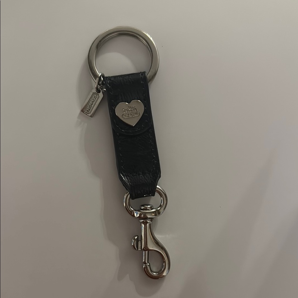 Coach Black Leather Keychain